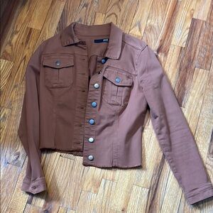 Kut from the Kloth Brown Jean Jacket Cropped Fitted
